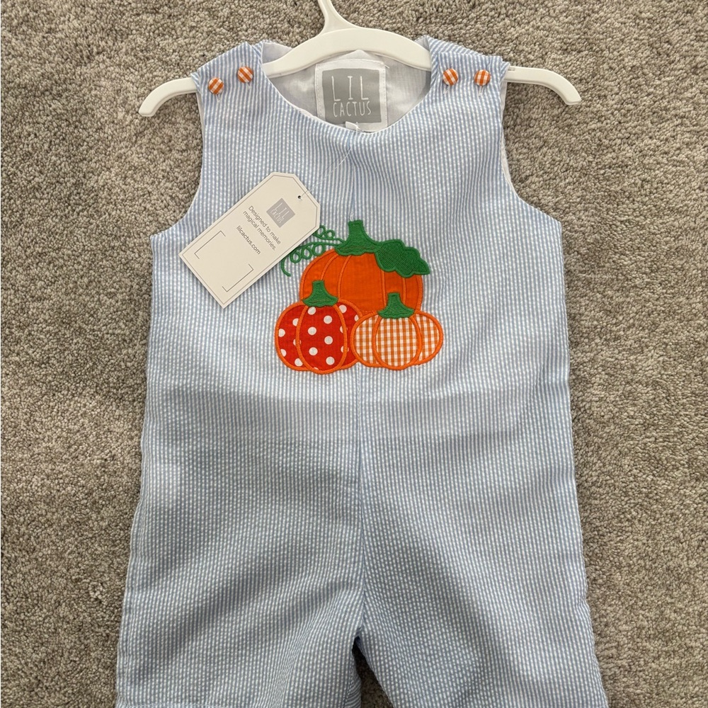 Lil Cactus Blue and White Striped Romper